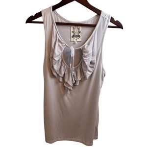 Lilac Ruffled Tie Front Sleeveless Tank Top